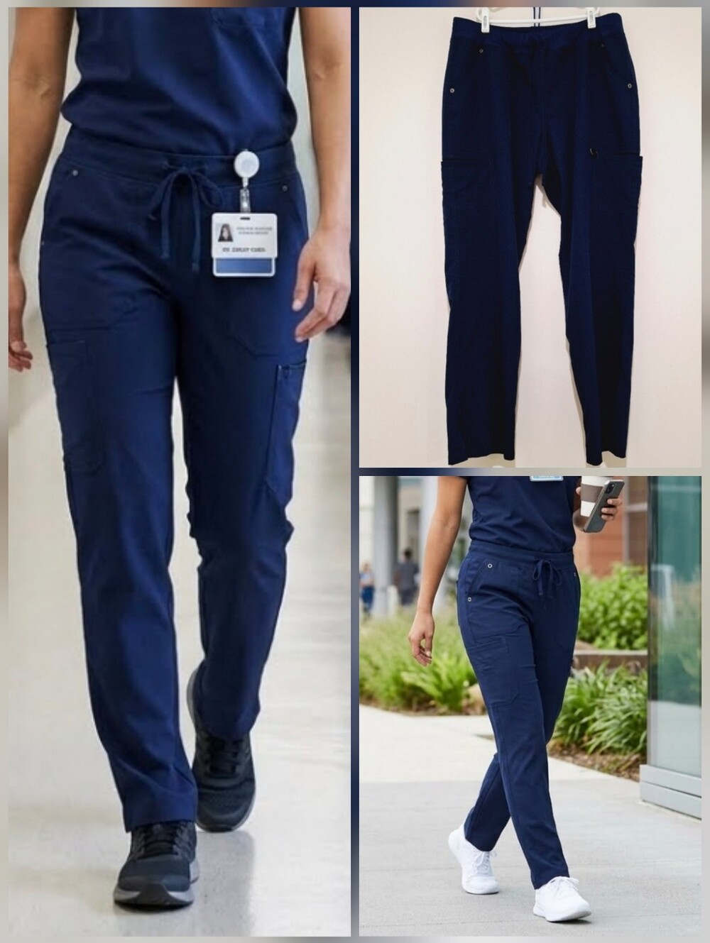 💙Dickie's scrub pants navy blue drawstring ties at waist unisex 🤍LARGE